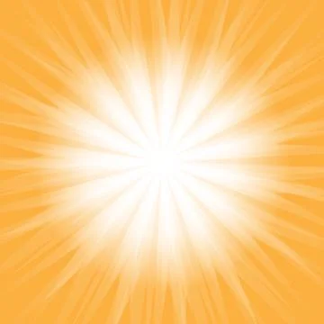 White light spread from the center on orange background. Sunburst rays explos Stock Illustration