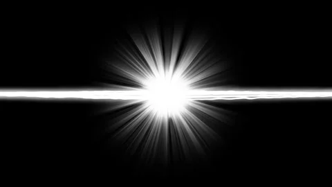 White light streak horizontal line animation with glow rays and lightning. Stock Footage 321561771