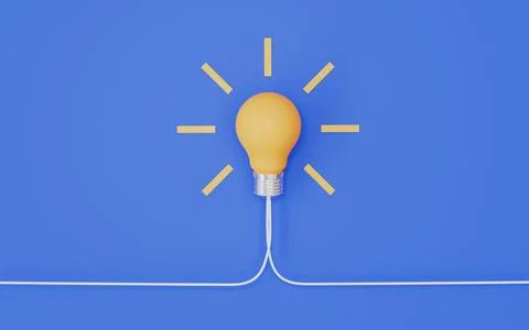 White lightbulb with yellow rays, representing creativity, inspiration Stock Illustration