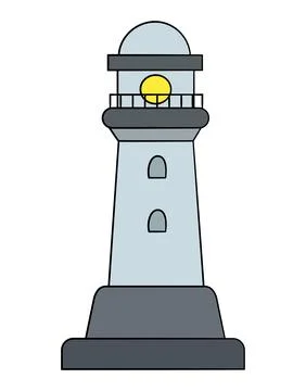 White lighthouse isolated on white background Stock Illustration