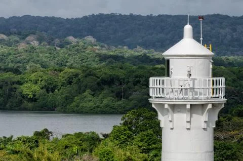 White lighthouse Stock Photos
