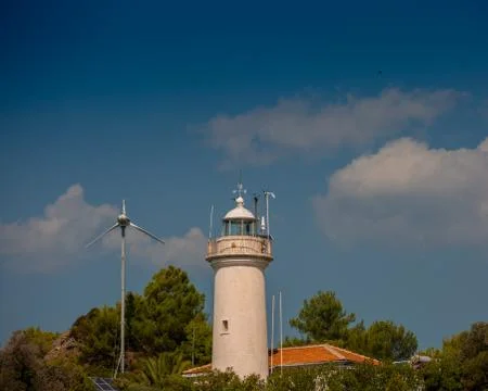 White lighthouse Stock Photos