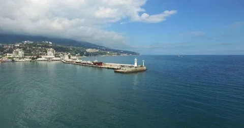 White Lighthouse On The Pier Video stock 63632582