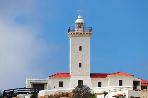 White Lighthouse Tower Building At Cape St. Blaize Stock Photos