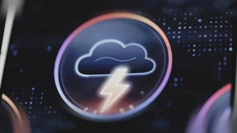 White lightning bolt glows beneath outlined cloud Stock Footage 344109498