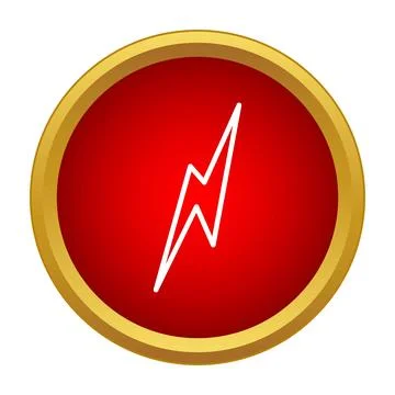 White lightning bolt icon in red gold circle Stock Illustration