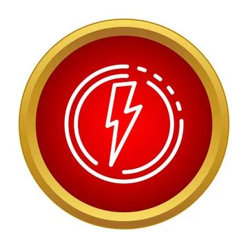 White lightning bolt power symbol in red circle Stock Illustration