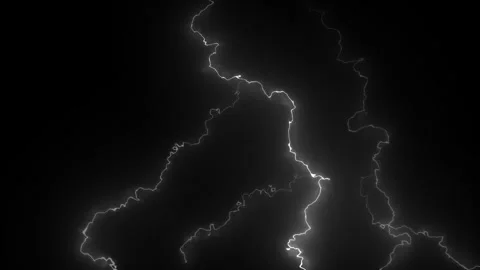 White lightning bolt strike, thunder strike on black background Stock-Footage 342755741