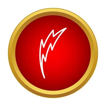 White lightning bolt symbol in a red circle frame Stock Illustration