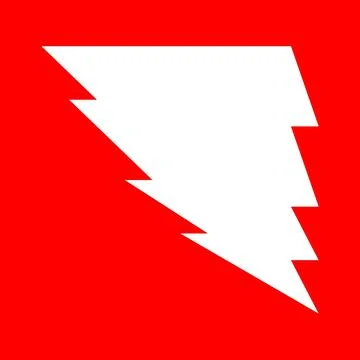 White lightning bolt symbol on vibrant red background, energy concept Stock Illustration