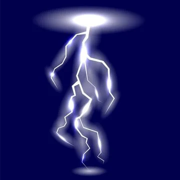 White Lightning Isolated on Blue Background White Lightning Isolated on Bl... Stock Photos