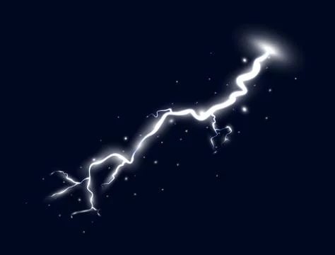 White lightning isolated on dark background. Thunder storm design element. Ma Stock Illustration