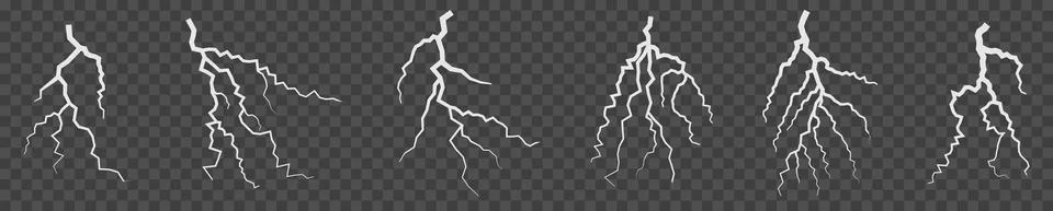 White lightning silhouettes set Illustrazione stock