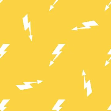 White lightnings yellow vector seamless pattern Stock Illustration