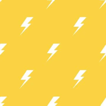 White lightnings yellow vector seamless pattern Stock Illustration