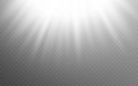 White lights on transparent backdrop. White abstract lighting effect. Realistic Stock-Illustration