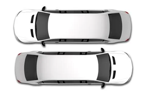 White limousine top view 3d render illustration. Stock Illustration