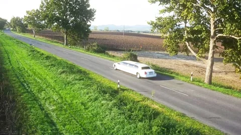 White Limousine Top View Stock Footage 58755592