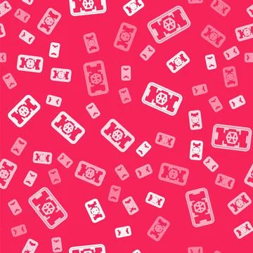 White line 3d modeling icon isolated seamless pattern on red background 스톡 일러스트