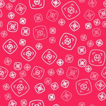 White line 3d modeling icon isolated seamless pattern on red background Stock Illustration