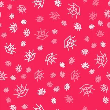 White line 3d modeling icon isolated seamless pattern on red background Illustrazione stock
