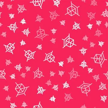 White line 3d modeling icon isolated seamless pattern on red background Illustrazione stock