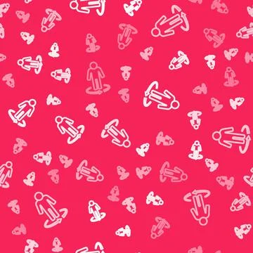 White line 3d modeling icon isolated seamless pattern on red background Illustrazione stock