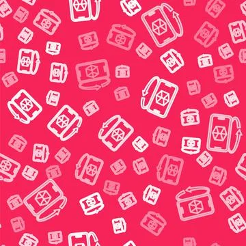 White line 3d modeling icon isolated seamless pattern on red background 스톡 일러스트