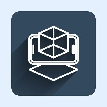 White line 3d modeling icon isolated with long shadow background. Augmented Stock Illustration