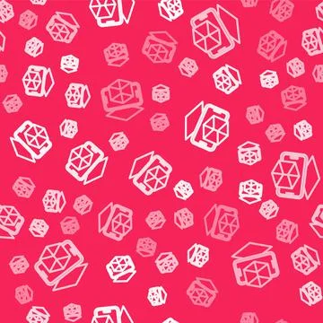White line 3d modeling icon isolated seamless pattern on red background Illustrazione stock