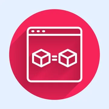 White line 3D printer perfect copy icon isolated with long shadow. 3d printing Stock Illustration