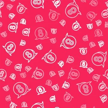 White line 8 March in speech bubble icon isolated seamless pattern on red b.. 스톡 일러스트