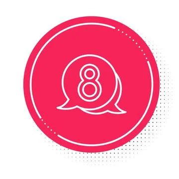 White line 8 March in speech bubble icon isolated on white background. Inte.. Stock Illustration