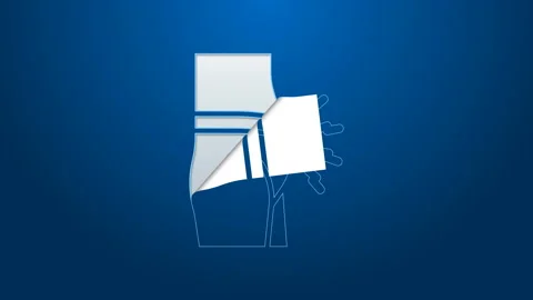 White line Abdominal bloating icon isolated on blue background. Constipation or Stock Footage 144301763