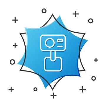 White line Action extreme camera icon isolated on white background. Video cam Stock Illustration