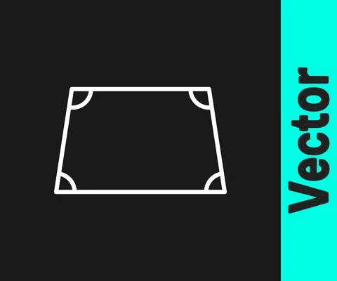 White line Acute trapezoid shape icon isolated on black background. Vector Stock Illustration