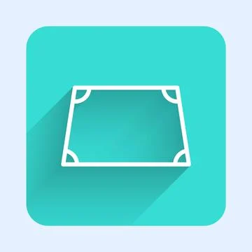 White line Acute trapezoid shape icon isolated with long shadow. Green square Stock Illustration
