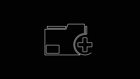 White line Add new folder icon isolated on black background. New folder file Stock Footage 161990543