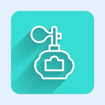 White line Aftershave bottle with atomizer icon isolated with long shadow Stock Illustration