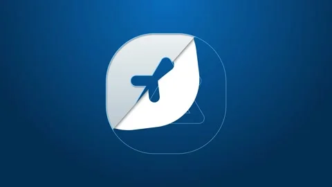 White line Air element of the symbol alchemy icon isolated on blue background Stock Footage 148446714