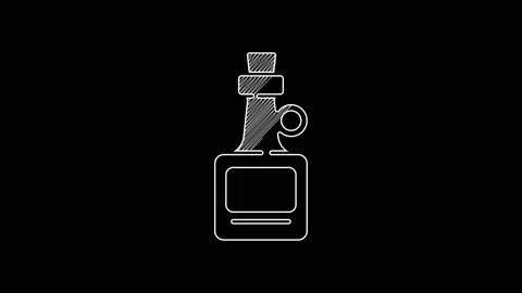 White line Alcohol drink Rum bottle icon isolated on black background. 4K Video Stock Footage 203430184