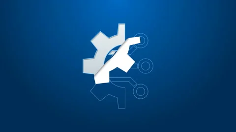 White line Algorithm icon isolated on blue background. Algorithm symbol design Stock Footage 144219805