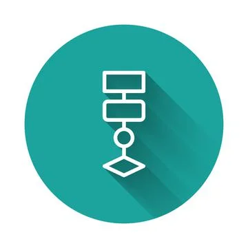 White line Algorithm icon isolated with long shadow background. Algorithm sym Stock Illustration