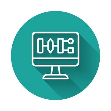 White line Algorithm icon isolated with long shadow background. Algorithm s.. イラスト素材