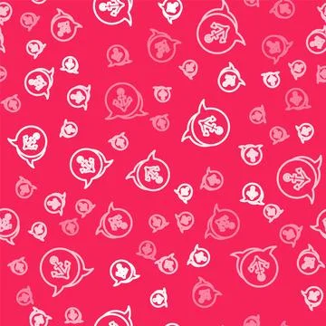 White line Anchor icon isolated seamless pattern on red background.  Vector Illustrazione stock