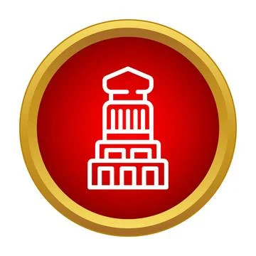 White line ancient monument icon red circle Ilustración de archivo