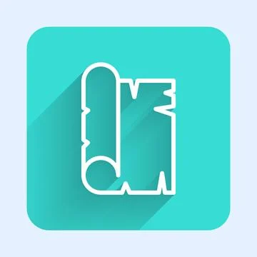 White line Ancient papyrus scroll icon isolated with long shadow background Illustrazione stock