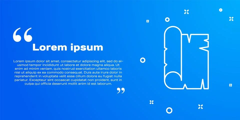White line Ancient papyrus scroll icon isolated on blue background. Parchme.. Stock Illustration