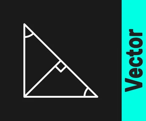 White line Angle bisector of a triangle icon isolated on black background Stock Illustration