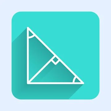 White line Angle bisector of a triangle icon isolated with long shadow. Green Stock Illustration